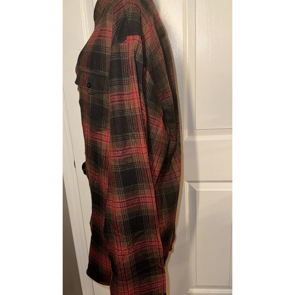 Burnside Men’s Plaid Flannel Shirt Crimson Red Size Large NWT Camping Grunge - Picture 5 of 13